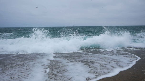 Kötü hava, fırtına ve dalgalar deniz manzara - Video, Çekim