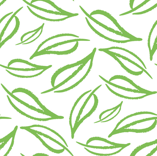 Hand drawn doodle leaf pattern background - Vettoriali, immagini