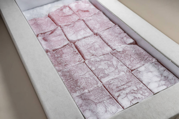 close up traditional Turkish delight in box - Photo, Image
