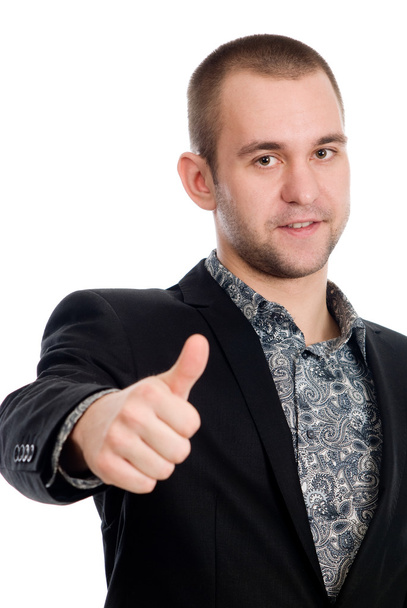 Smiling businessman with thumb up - Zdjęcie, obraz