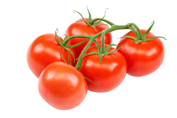 Branch of a fresh red tomato, isolated on a white background. - Foto, imagen
