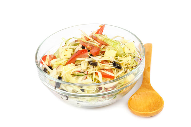 Vegetable salad in glassware isolated on white background. - Foto, Imagen