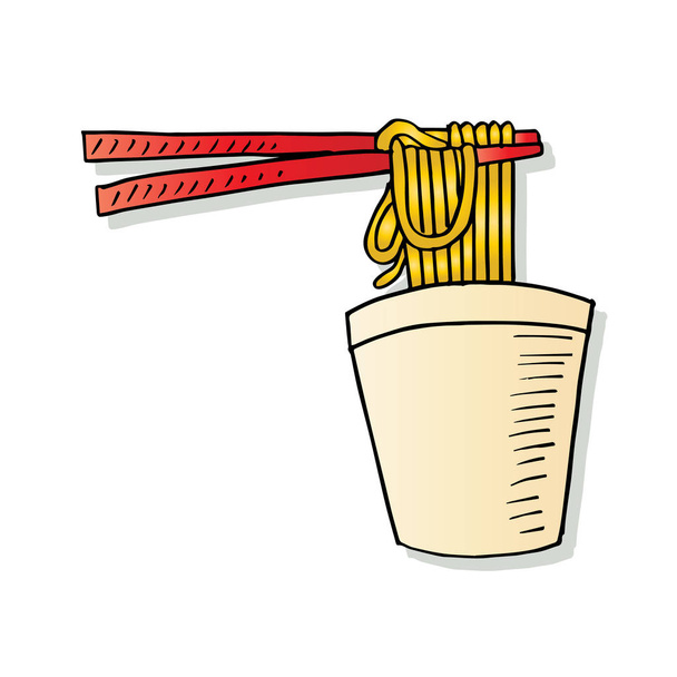 Doodle noodle on white background. - Vector, Image