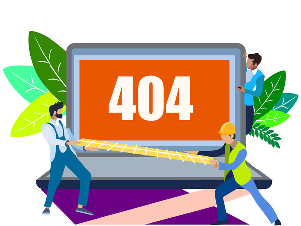 Fehler 404 Bildschirm. kann der Server die Daten gemäß der Anfrage nicht finden. im minimalistischen Stil. flacher isometrischer Vektor - Vektor, Bild
