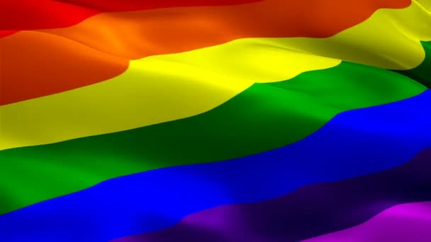 Meleg zászló LMBT integetett szélvideón Full HD. Realista meleg zászló háttér. Szivárvány LMBT Flag Looping Closeup 1080p Full HD 1920X1080 kép.LMBT homoszexuális szivárvány színek Büszkeség zászlók Full HD - Felvétel, videó