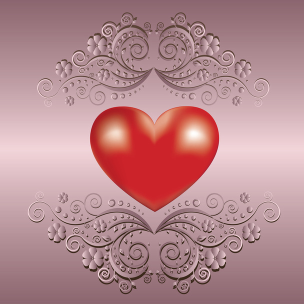 Valentine's day greeting card with heart - Vektor, kép