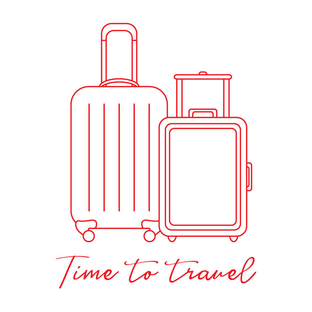Vector illustration with two suitcases. Summer time, vacation. Leisure. - Wektor, obraz