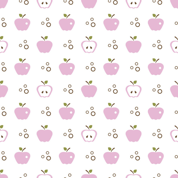 Seamless pattern with apples. Vector illustration with apple and leaf. Fruit background. Design for poster, textile, greeting card. - Vektor, obrázek