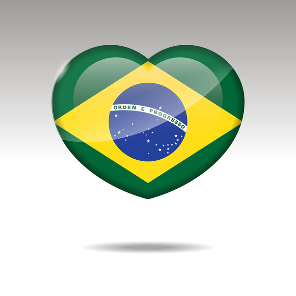 Amor Brasil símbolo. Icono bandera del corazón
. - Vector, Imagen