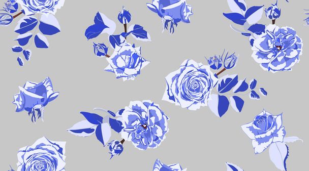 Seamless Rose Pattern in Vintage Style. - Vector, imagen