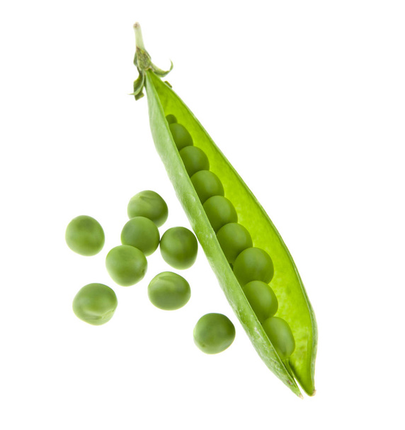 白い背景に隔離された緑のエンドウ豆 - 写真・画像