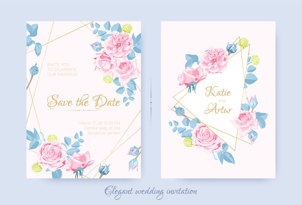 Wedding Cards with Floral Composition. - Vector, Image