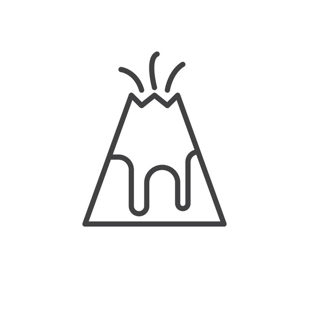 Volcano line icon, outline vector sign, linear style pictogram isolated on white. Symbol, logo illustration. Editable stroke - Вектор,изображение