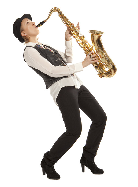 Woman Saxophonist - Foto, afbeelding