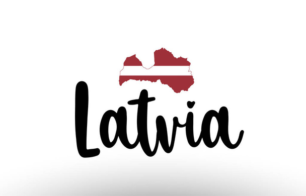 Latvia country big text with flag inside map suitable for a logo icon design - Vector, afbeelding