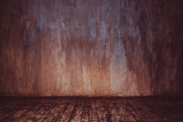 Каменная стена и деревянный пол в теплых тонах
 - Фото, изображение