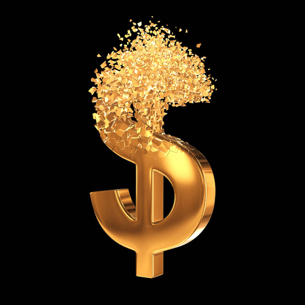 Fractured Gold Dollar sign 3d - Photo, image