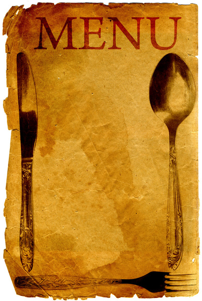 Vintage menu with spoon, fork and knife - Photo, Image