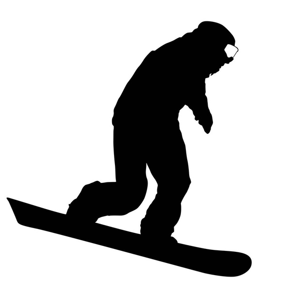 Чорні силуети сноубордистів на білому тлі ілюстрація
. - Вектор, зображення