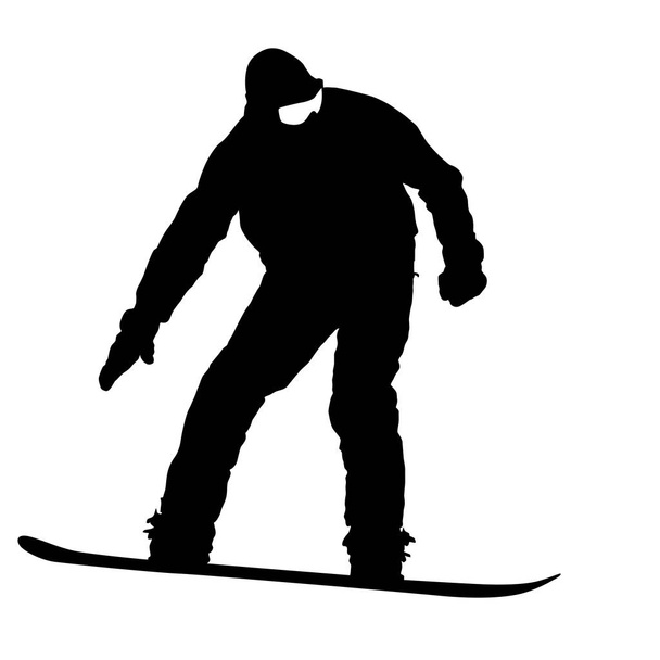 Siluetas negras snowboarders sobre fondo blanco ilustración
 - Vector, Imagen