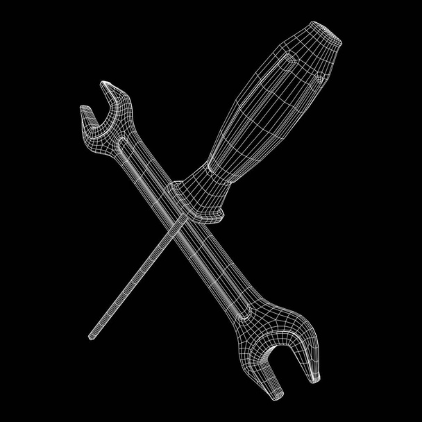 Wrench and screwdriver. Spanner repair tool. - Vector, Imagen