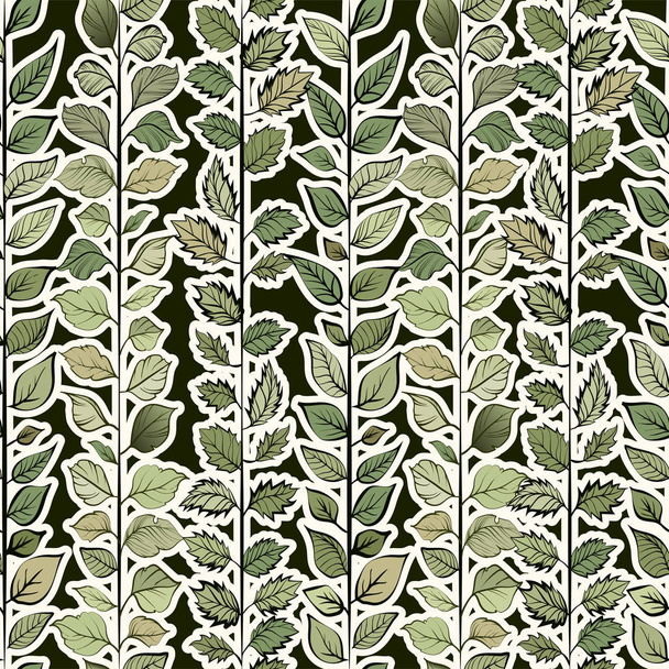 Seamless pattern. Green leaves - Wektor, obraz