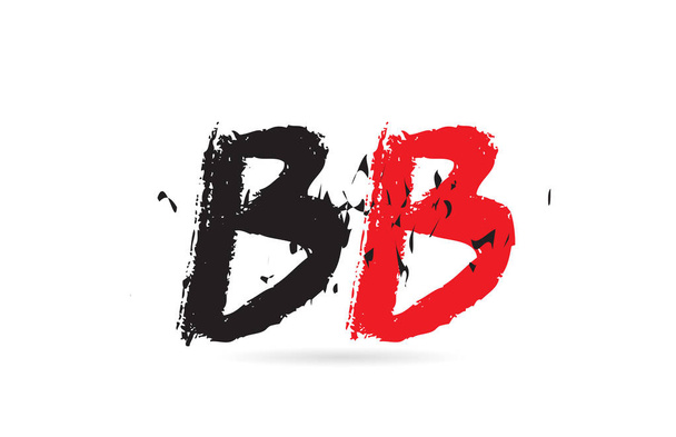 Alfabe harf kombinasyonu BB B B ve grunge deseni ve bir şirket veya işletme için uygun siyah kırmızı renk tasarımları - Vektör, Görsel