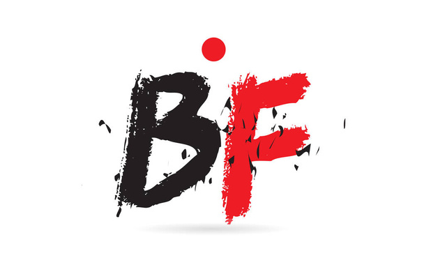Design of alphabet letter combination BF B F with grunge texture and black red color suitable as a logo for a company or business - Vektör, Görsel