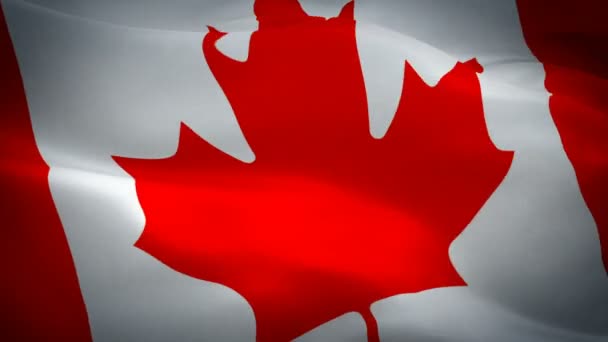 Канада плавно музикальний прапор відео, розмахуючи вітрі. Реалістичний фон Канадський прапор. Канада прапор циклічного відтворення крупним планом 1080 р Full Hd 1920 х 1080 кадри. Канада північноамериканські країни прапори - Оттава - Кадри, відео