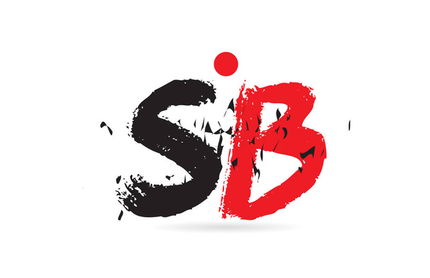 Design of alphabet letter combination SB S B with grunge texture and black red color suitable as a logo for a company or business - Vektör, Görsel