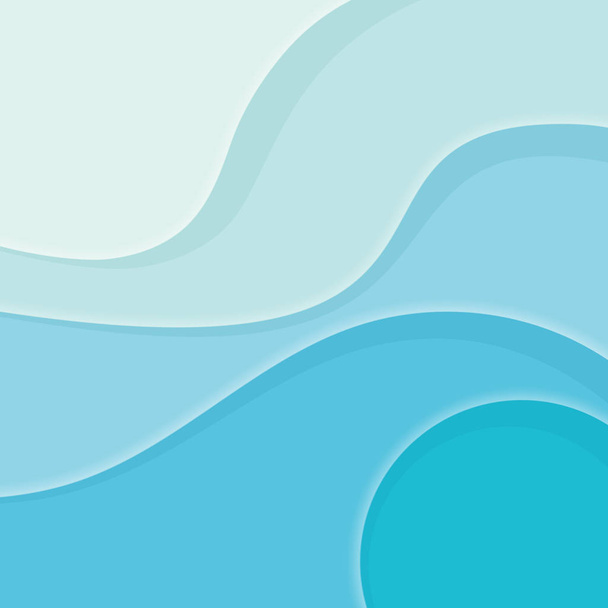 Abstract Vector Blue Background of Curved Lines or Layered Shapes with Shadows - Vector, Image