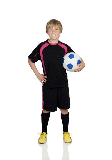Preteen with a uniform for play soccer - Foto, imagen