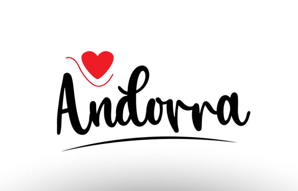 Andorra country text with red love heart suitable for a logo icon or typography design - Вектор, зображення
