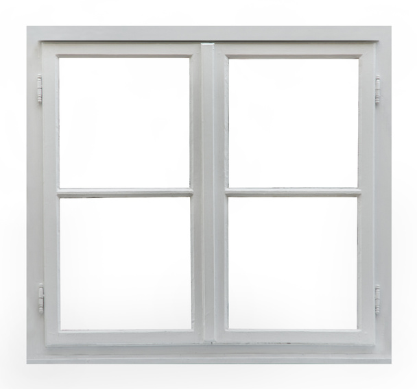 Beyaz arkaplanda eski ahşap pencere - Fotoğraf, Görsel