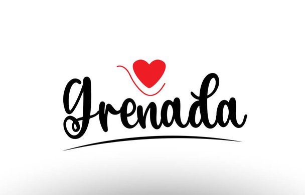 Grenada country text with red love heart suitable for a logo icon or typography design - Vector, imagen