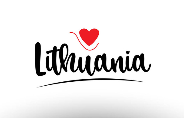 Lithuania country text with red love heart suitable for a logo icon or typography design - Vector, afbeelding