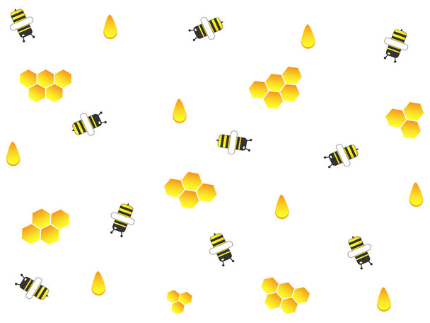 Prachtig ontwerp van hardwerkende bijen op een lichtgele achtergrond - Vector, afbeelding