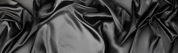 Fechar-se de tecido de seda preta ondulado - Foto, Imagem