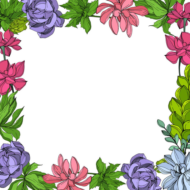 Vector Jungle botanical succulent flower. Engraved ink art illustration. Frame border ornament square. - Διάνυσμα, εικόνα