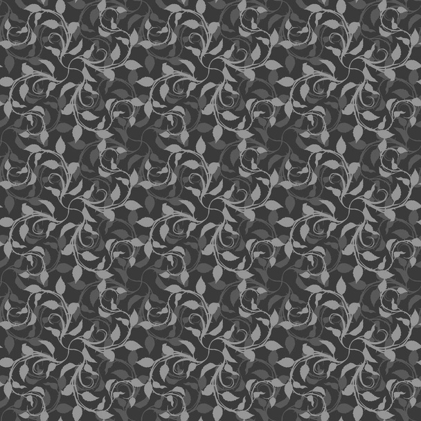 Graphic realistic detailed gray branch of rose with leaves and thorns. Vector floral ornament seamless pattern. - Вектор, зображення