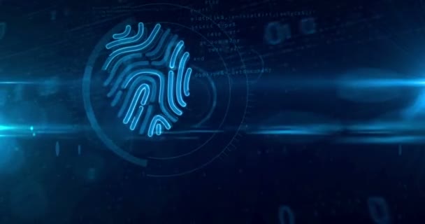 Digital protection by fingerprint authorization on cyber background. Technology of personal identification and digital security with hand finger verification system abstract concept loop and seamless animation. - Footage, Video