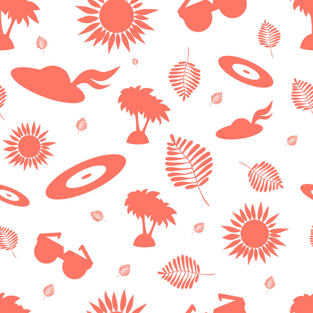  Summer theme items  seamless pattern  in Colour Living Coral  - Vector, Image