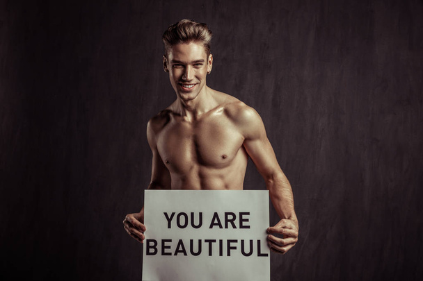 Handsome nice man saying compliments to you - 写真・画像