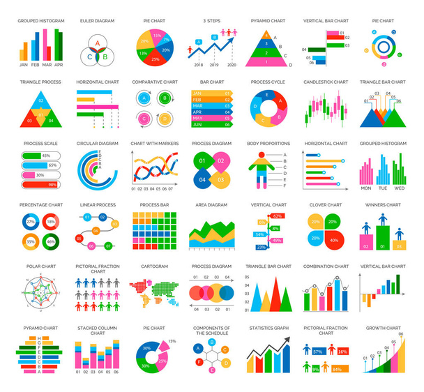 Analytics Statistics Icons in Flat Style Vector - Vettoriali, immagini