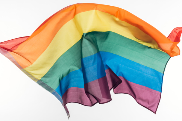 πολύχρωμα ΛΟΑΤ σημαία ουράνιο τόξο που απομονώνονται σε λευκό - Φωτογραφία, εικόνα