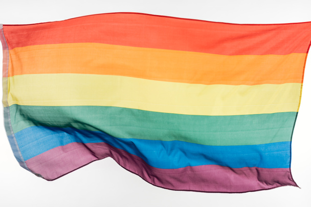 waving lgbt rainbow flag isolated on white, - Foto, imagen
