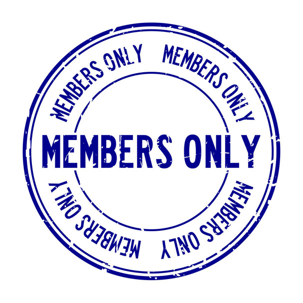 Grunge blue members only word round rubber seal stamp on white background - Vector, Image