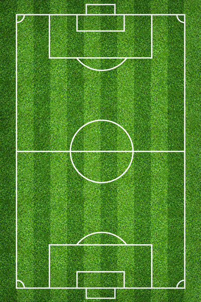 Football field or soccer field for background. Green lawn court for create sport game. - Photo, Image