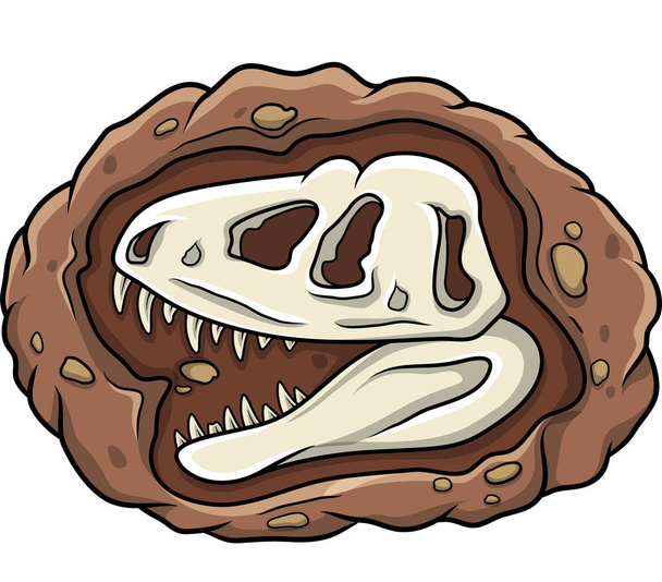 Sarjakuva pää dinosaurus fossiili
 - Vektori, kuva
