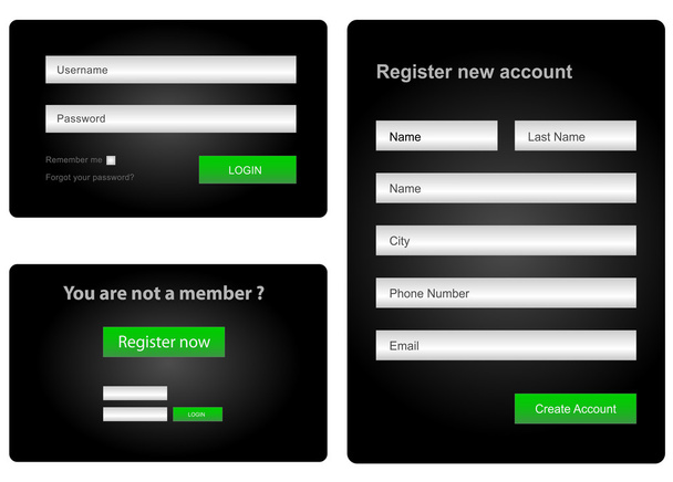 Войти и зарегистрировать веб-форму
 - Вектор,изображение